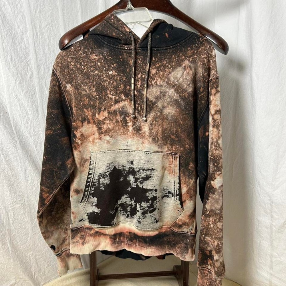 Black and brown bleached hoodie with‎ a distressed look #grungevibes